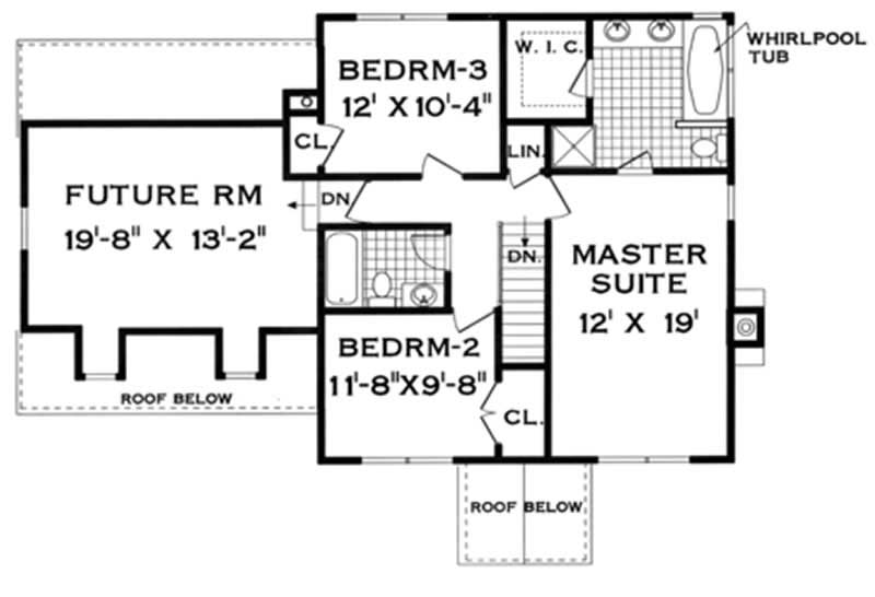 Floor Plan Second Story of Colonial Plan #105-1027