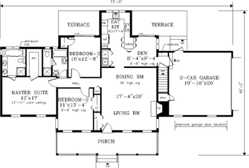 Floor Plan First Story of Country Plan #105-1028