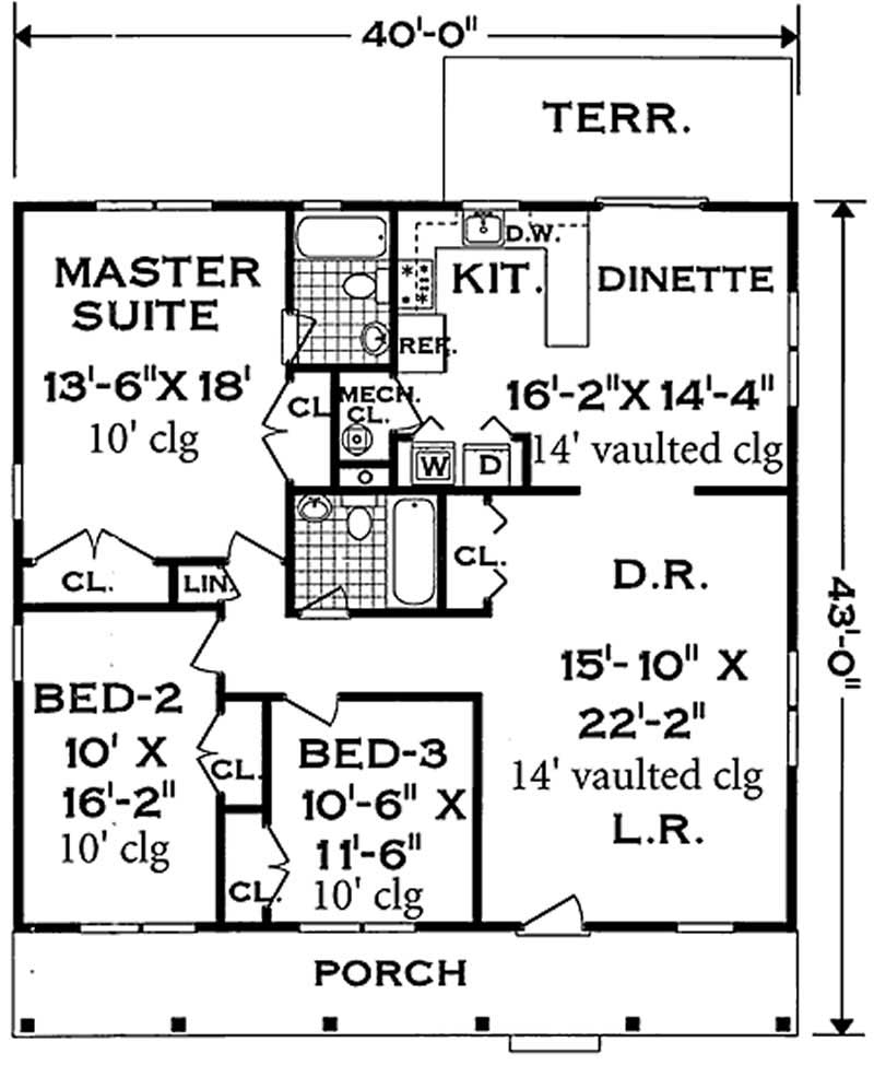 Floor Plan First Story of Country Plan #105-1029