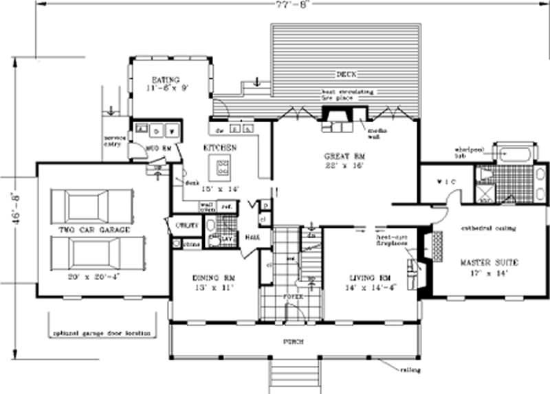 Floor Plan First Story of Country Plan #105-1031
