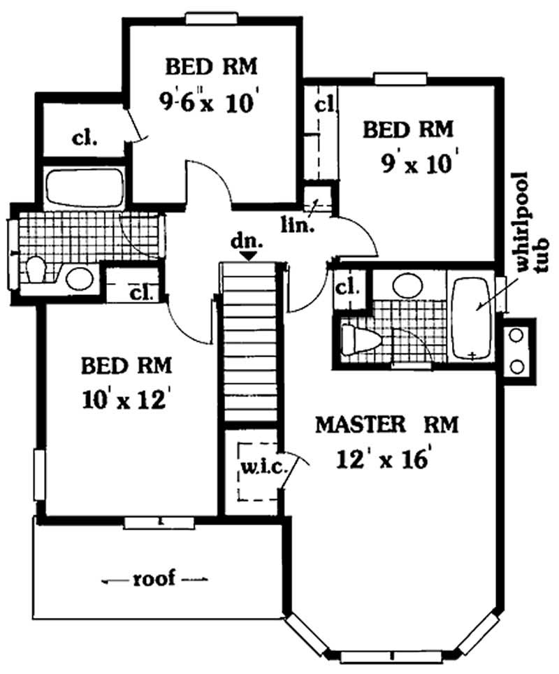 Floor Plan Second Story of Country Plan #105-1032