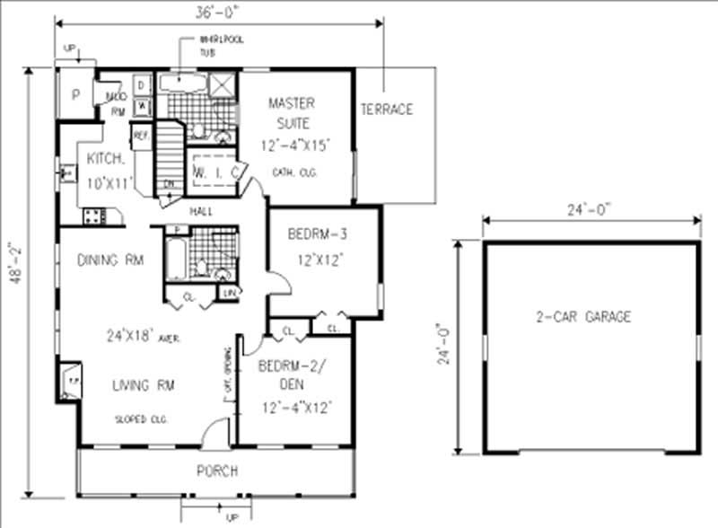 Floor Plan First Story of Country Plan #105-1035