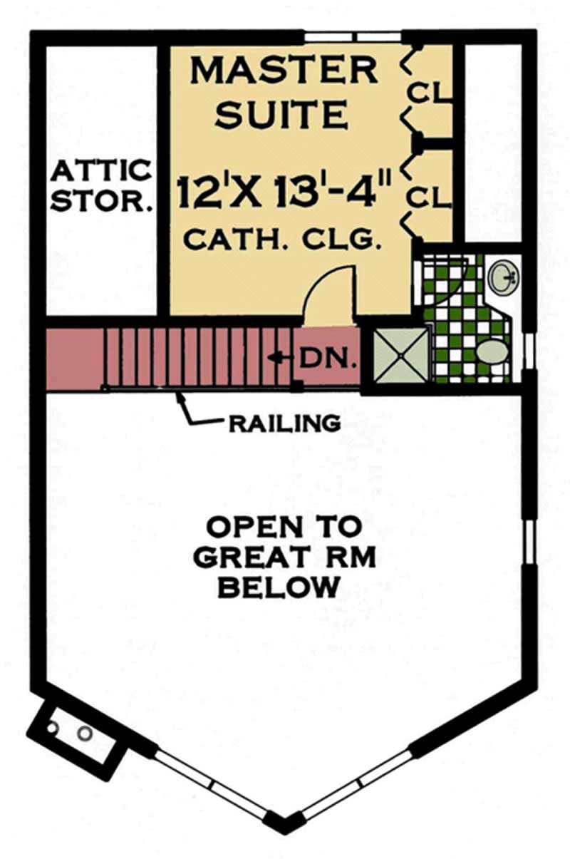 Floor Plan Second Story of Vacation Homes Plan #105-1036