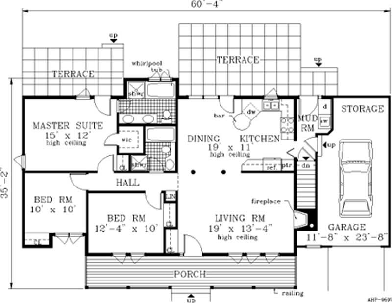 Floor Plan First Story of Country Plan #105-1039