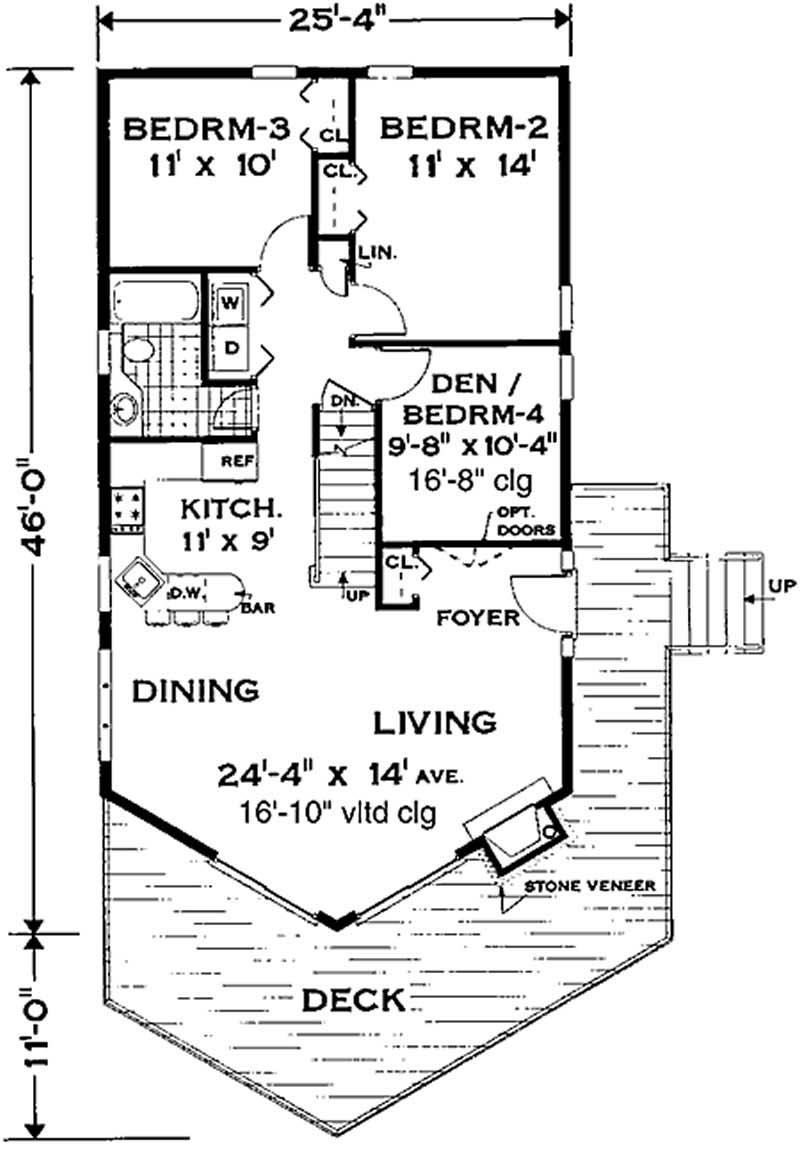 Floor Plan First Story of Vacation Homes Plan #105-1041