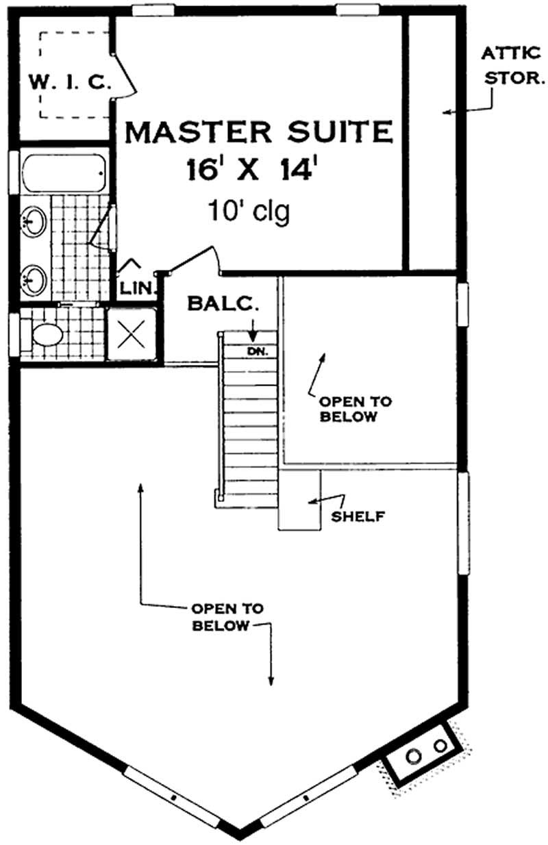 Floor Plan Second Story of Vacation Homes Plan #105-1041