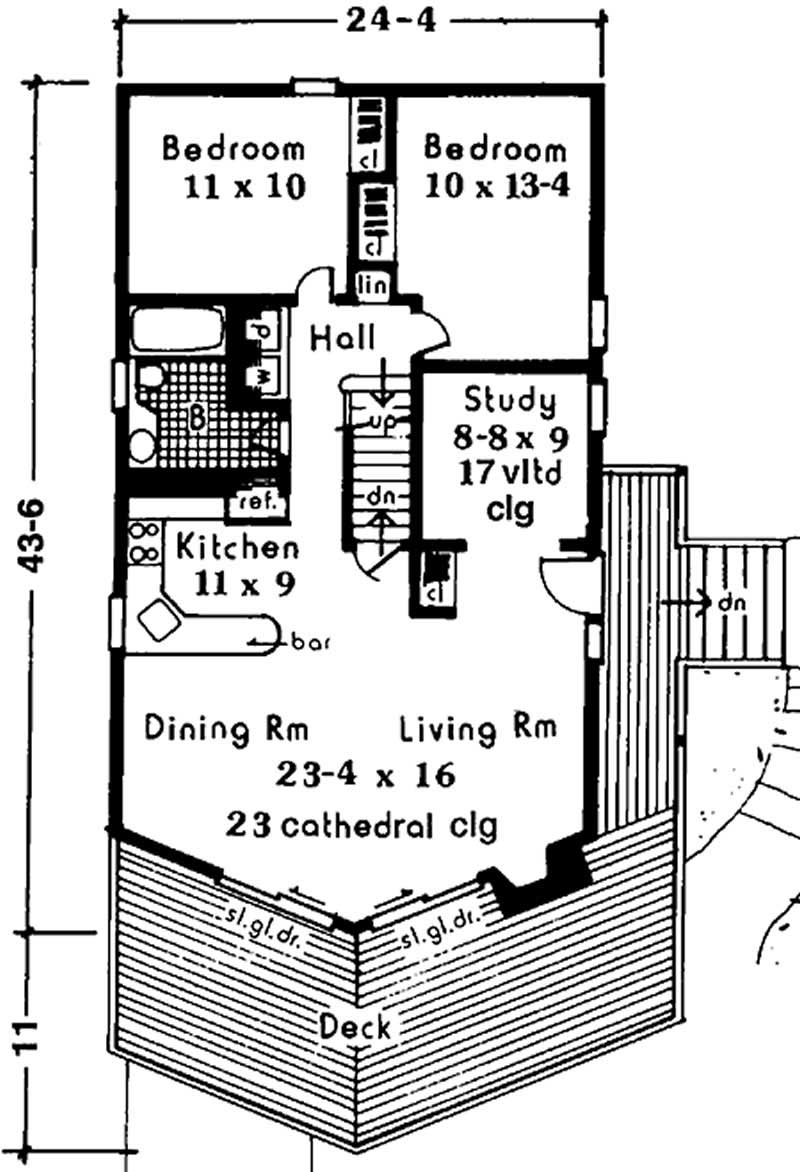 Floor Plan First Story of Log Cabin Plan #105-1043
