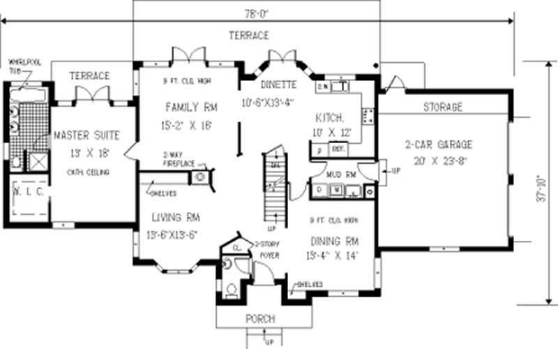 Floor Plan First Story of European Plan #105-1044