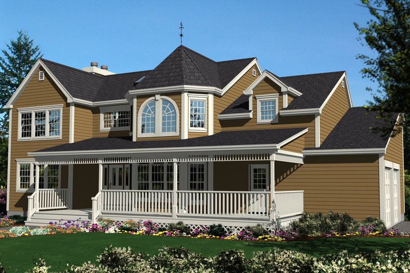 Front elevation of Victorian home (ThePlanCollection: House Plan #105-1045)