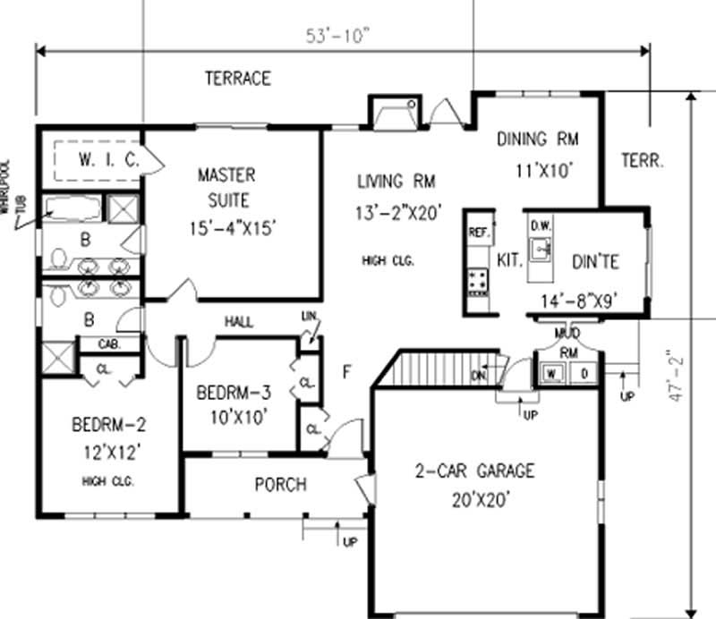 Floor Plan First Story of Country Plan #105-1046