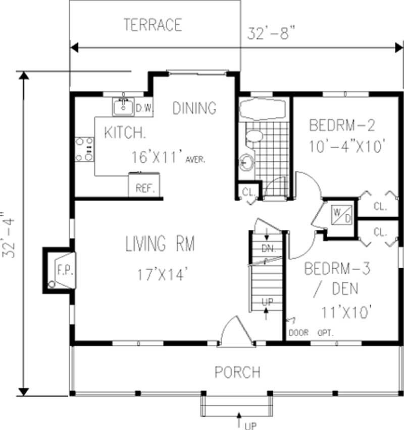 Floor Plan First Story of Country Plan #105-1048