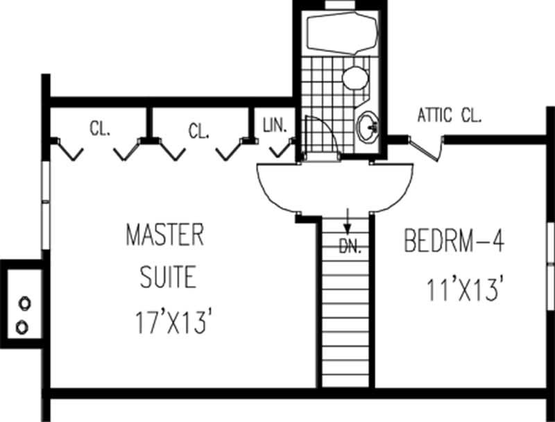 Floor Plan Second Story of Country Plan #105-1048