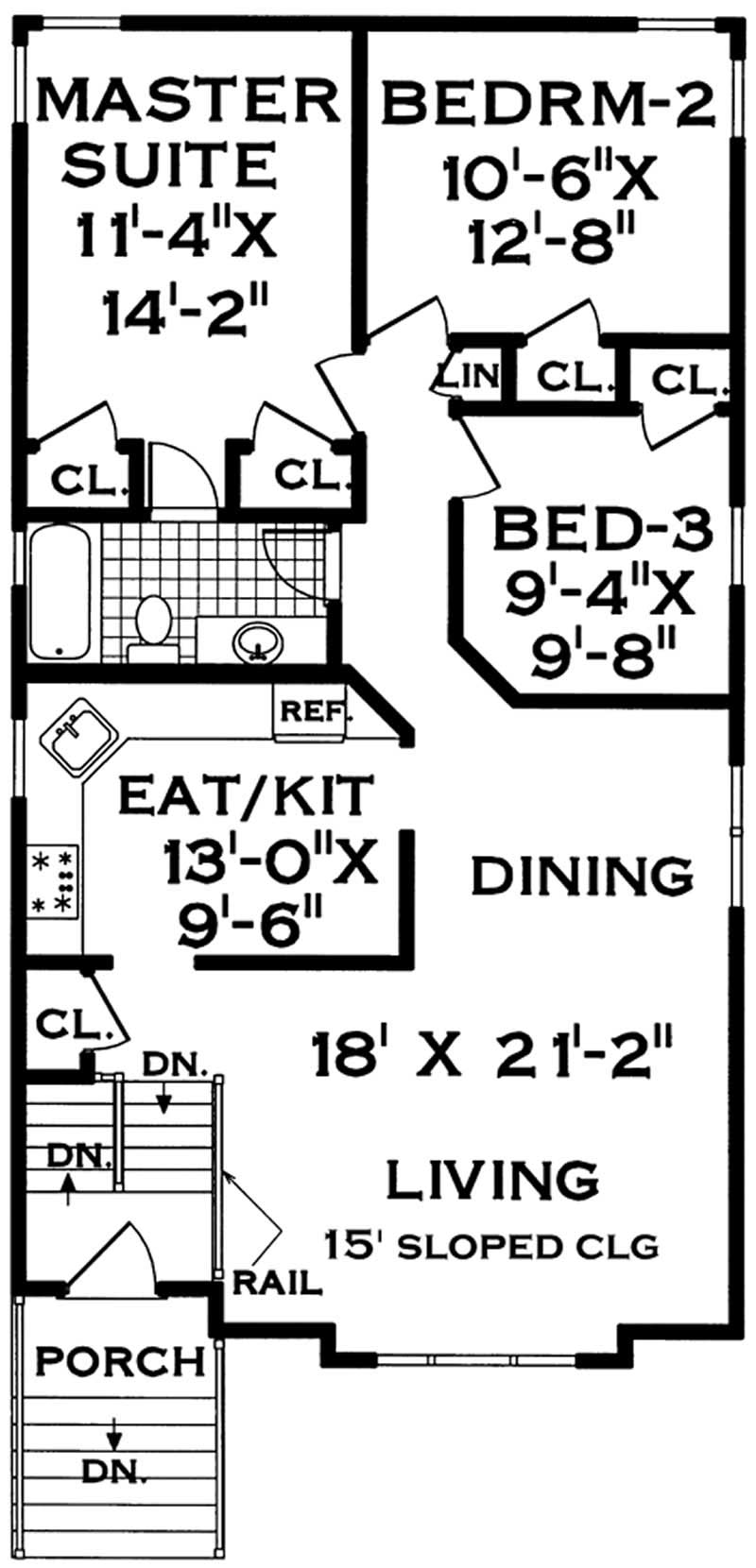 Floor Plan First Story of Multi-Level Plan #105-1049