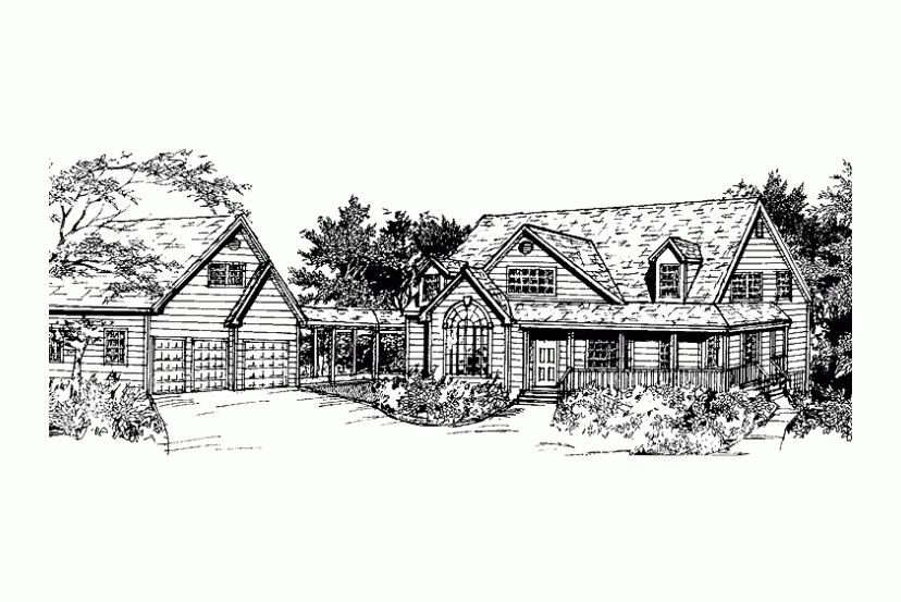 Home Plan Front Elevation of this 4-Bedroom,2791 Sq Ft Plan -105-1052