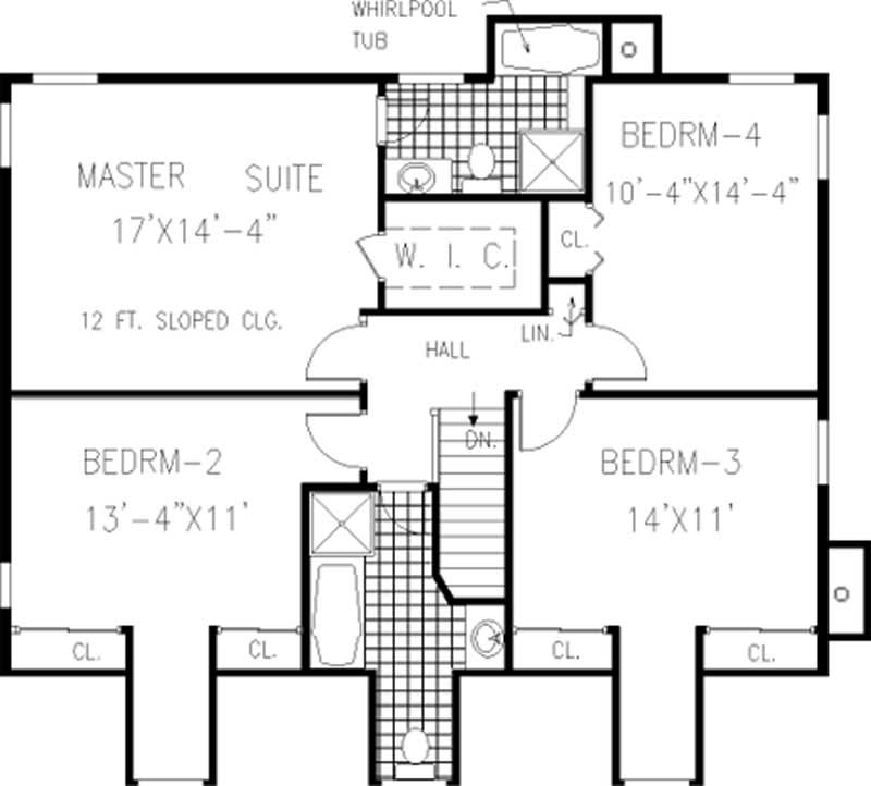 Floor Plan Second Story of Country Plan #105-1053