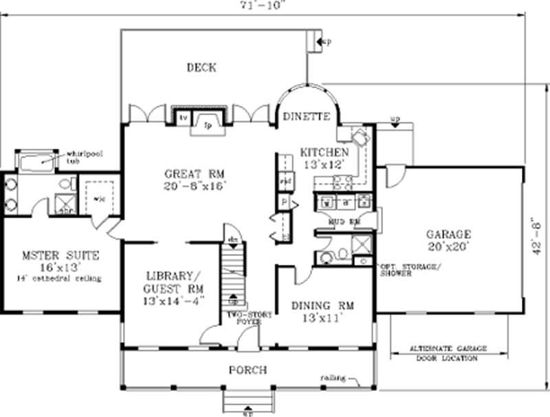 Floor Plan First Story of Country Plan #105-1055
