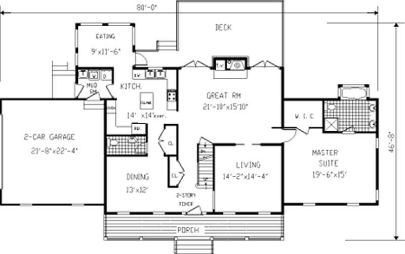 Floor Plan First Story of Colonial Plan #105-1057