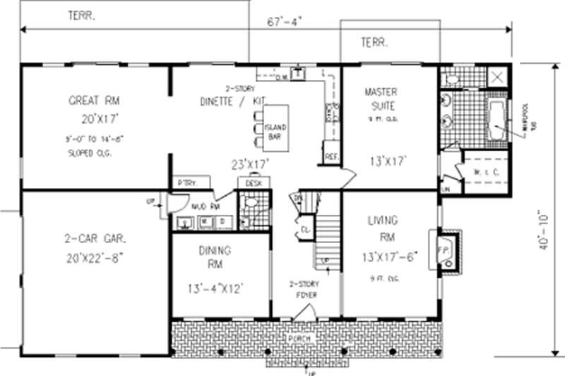 Floor Plan First Story of Colonial Plan #105-1062
