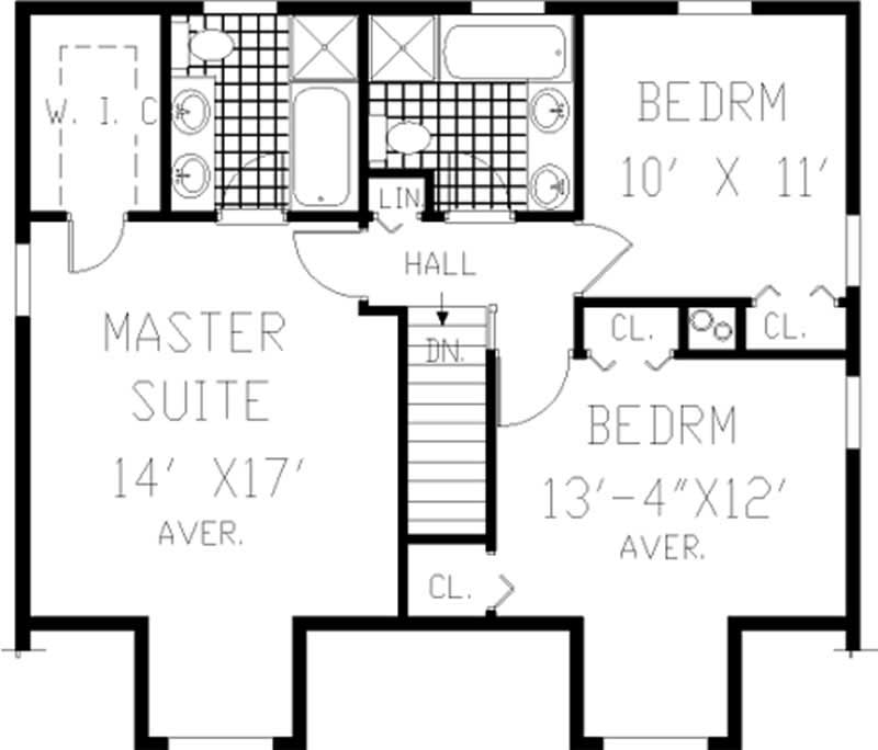 Floor Plan Second Story of Country Plan #105-1064