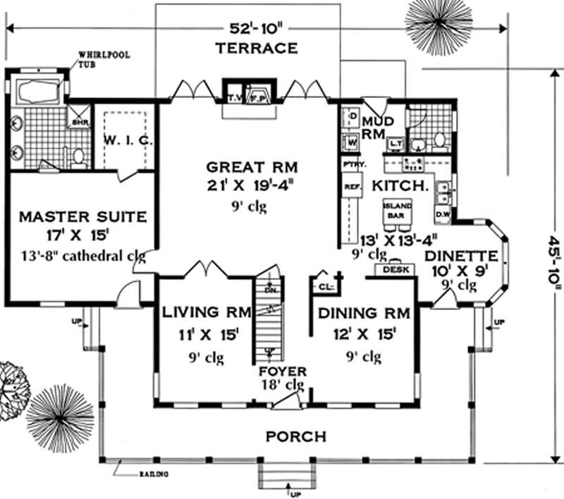 Floor Plan First Story of Colonial Plan #105-1068