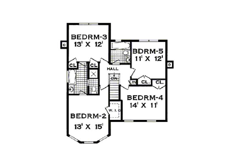 Floor Plan Second Story of Country Plan #105-1069