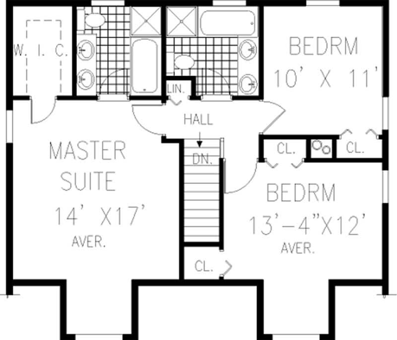 Floor Plan Second Story of Country Plan #105-1072