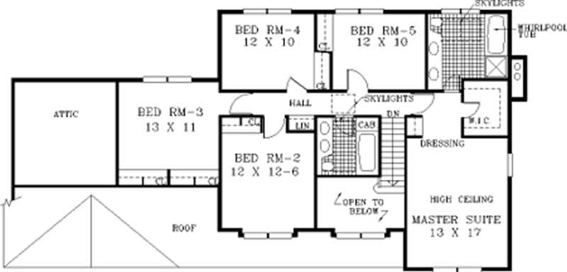 Floor Plan Second Story of Country Plan #105-1074