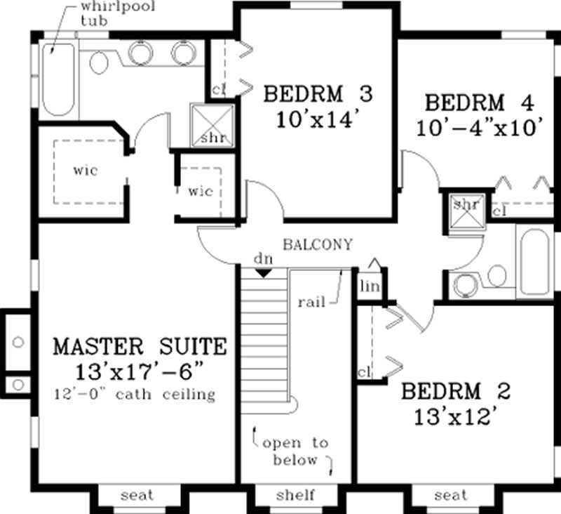 Floor Plan Second Story of Country Plan #105-1079