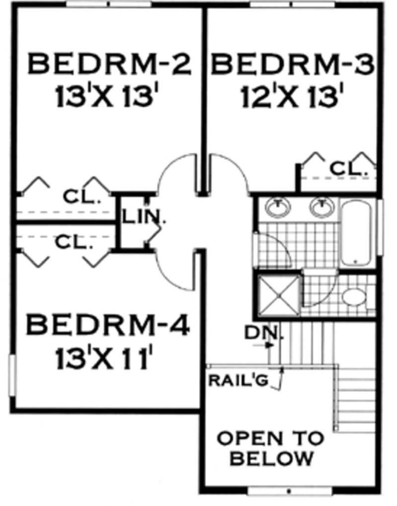 Floor Plan Second Story of Country Plan #105-1080