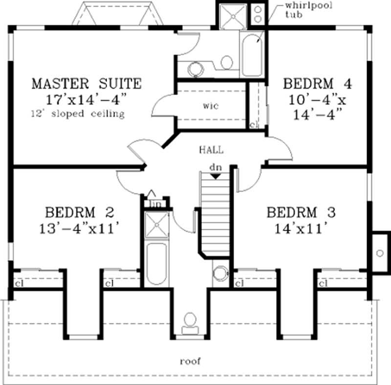 Floor Plan Second Story of Country Plan #105-1081
