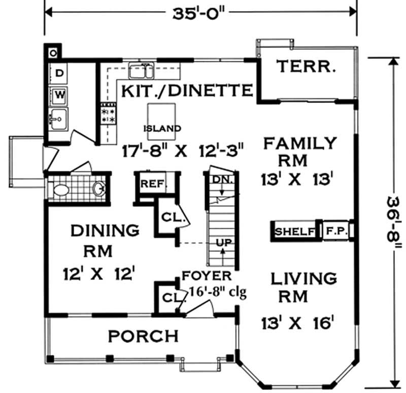 Floor Plan First Story of Country Plan #105-1083