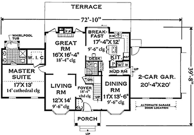 Floor Plan First Story of Colonial Plan #105-1084