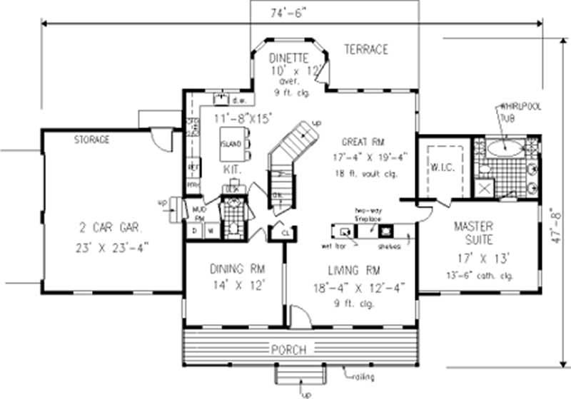 Floor Plan First Story of Colonial Plan #105-1093