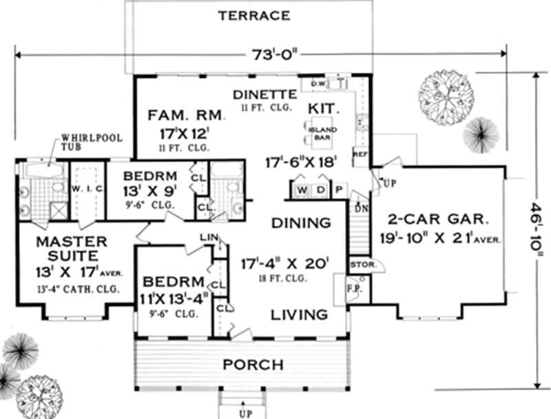 Floor Plan First Story of Colonial Plan #105-1099