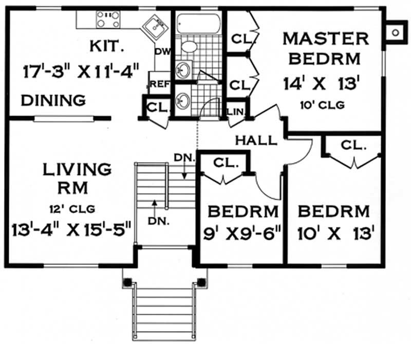 Floor Plan First Story of Ranch Plan #105-1101