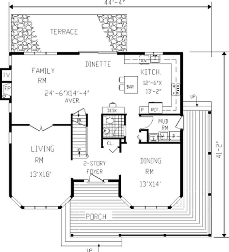 Floor Plan First Story of Country Plan #105-1102