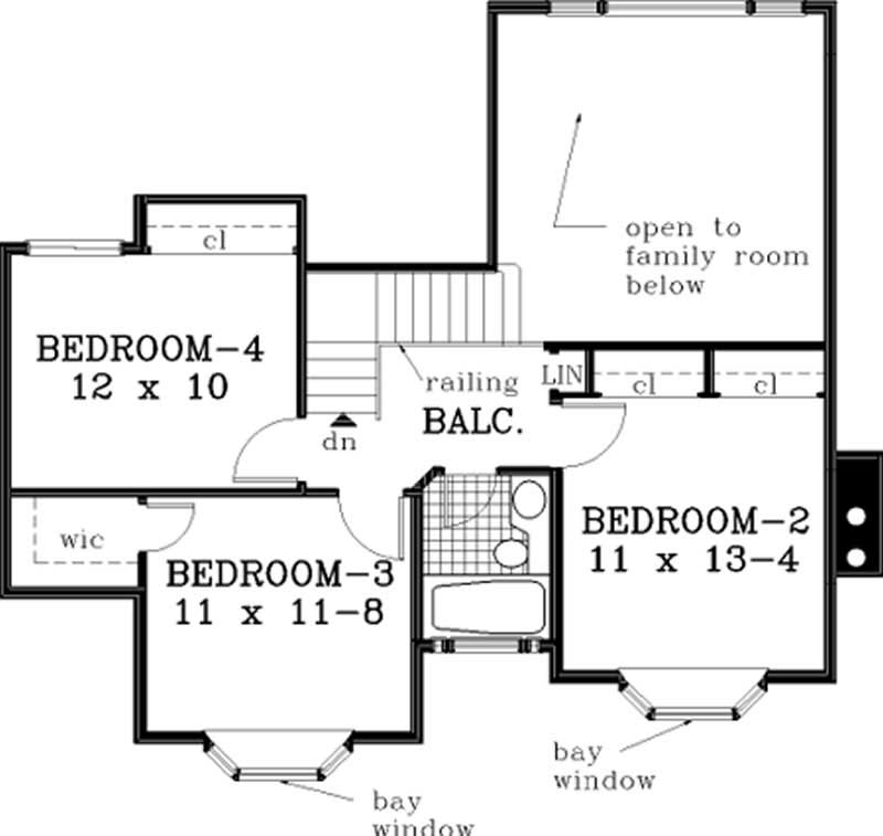 Floor Plan Second Story of French Plan #105-1104