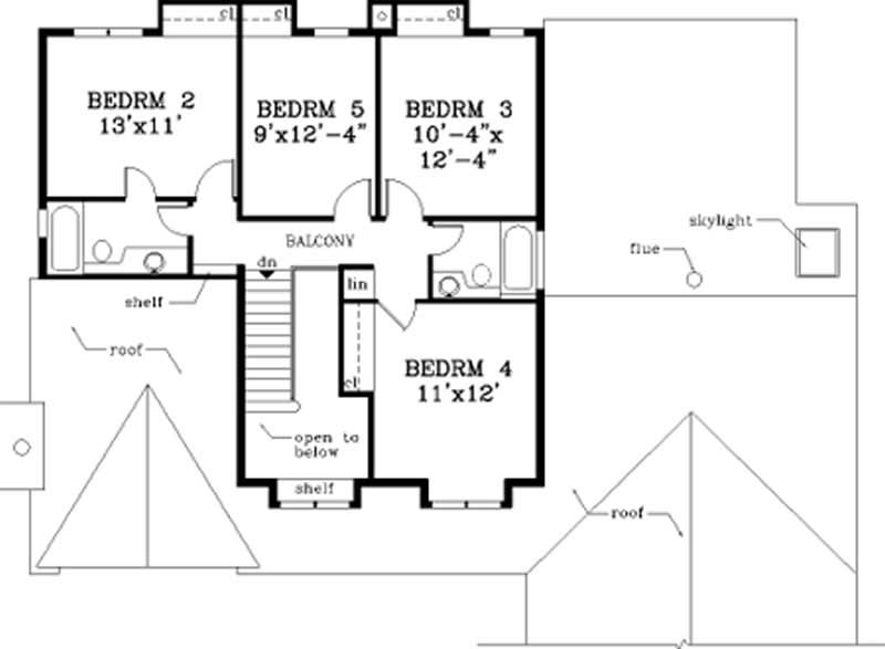 Floor Plan Second Story of Country Plan #105-1105