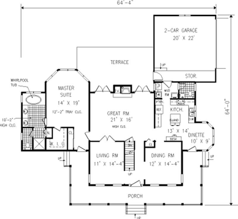 Floor Plan First Story of Colonial Plan #105-1106