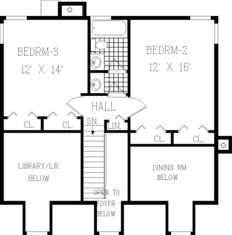 Floor Plan Second Story of Country Plan #105-1107