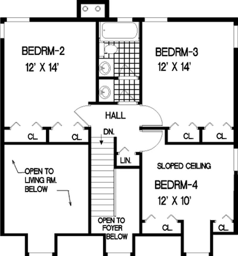 Floor Plan Second Story of Country Plan #105-1108