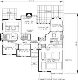 Floor Plan First Story of Ranch Plan #105-1109