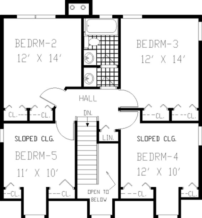 Floor Plan Second Story of Country Plan #105-1110