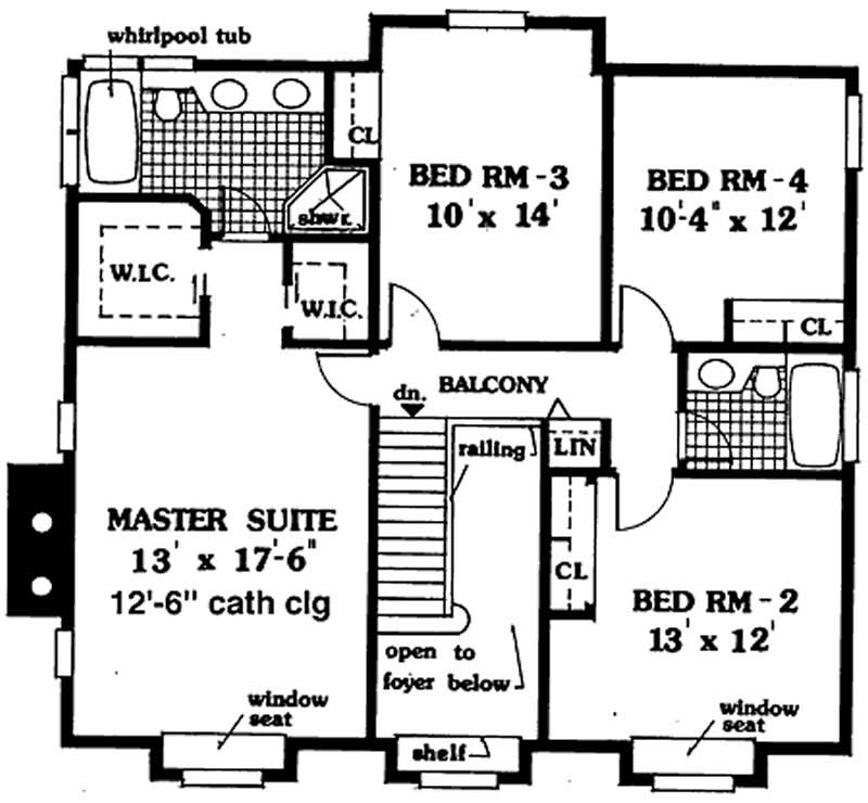 Floor Plan Second Story of Country Plan #105-1111