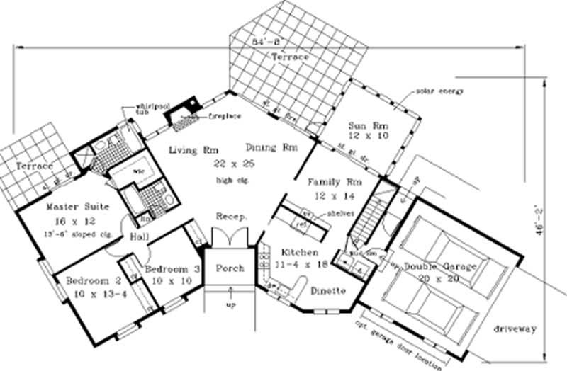Floor Plan First Story of Ranch Plan #105-1112