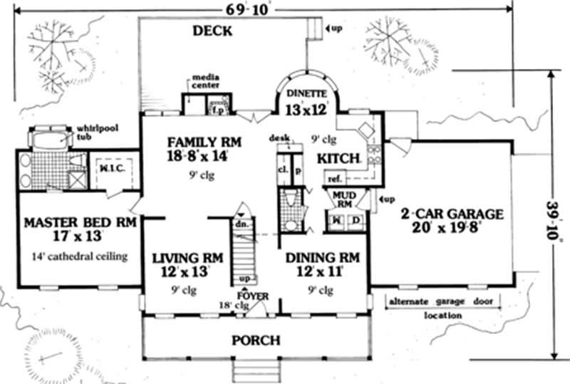 Floor Plan First Story of Country Plan #105-1113