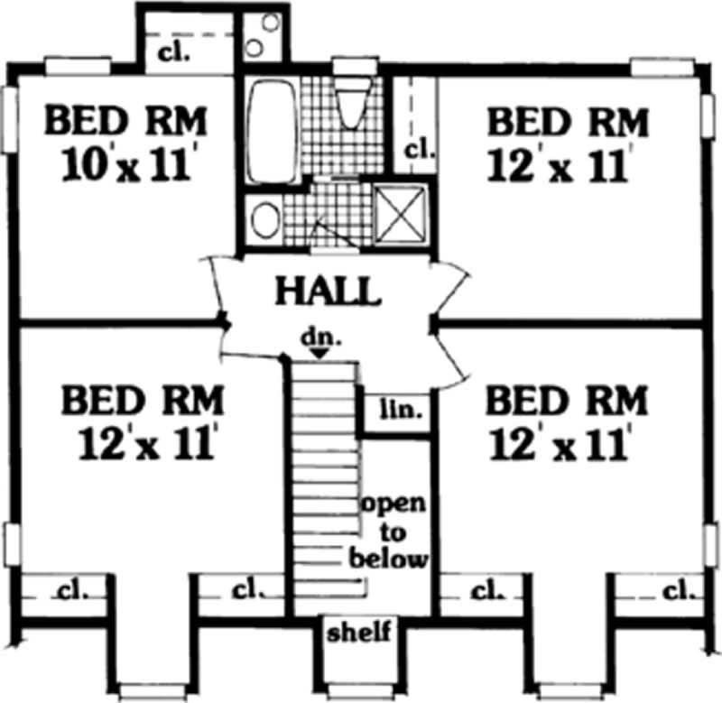Floor Plan Second Story of Country Plan #105-1113