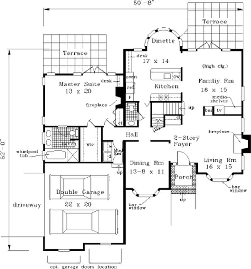 Floor Plan First Story of European Plan #105-1114