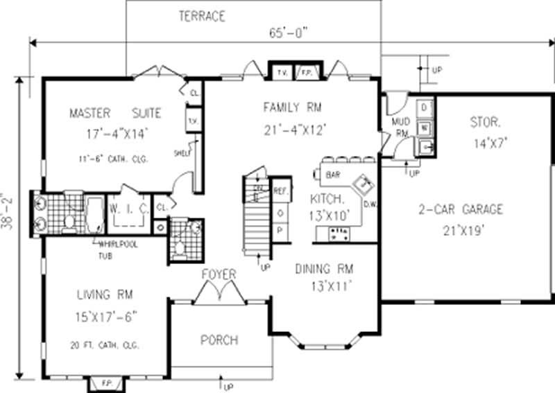 Floor Plan First Story of Traditional Plan #105-1115