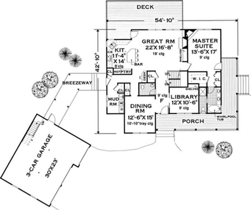 Floor Plan First Story of Country Plan #105-1116